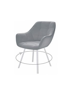 Стул Dikline 252 поворотный B22 GREY LUX, ножки белые
